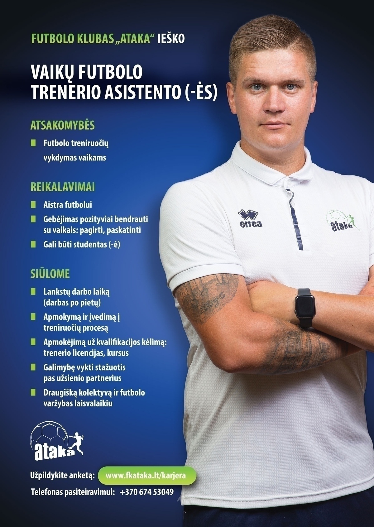 Futbolo klubas Ataka, VšĮ Vaikų futbolo trenerio asistentas (-ė)